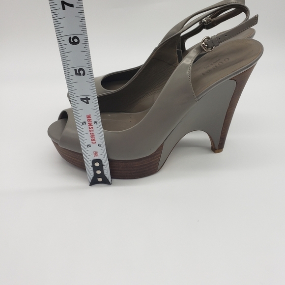 49- GUCCI Leather Slingback Wedges Sandals Size 36 1/2 EU  6 US - Picture 10 of 12